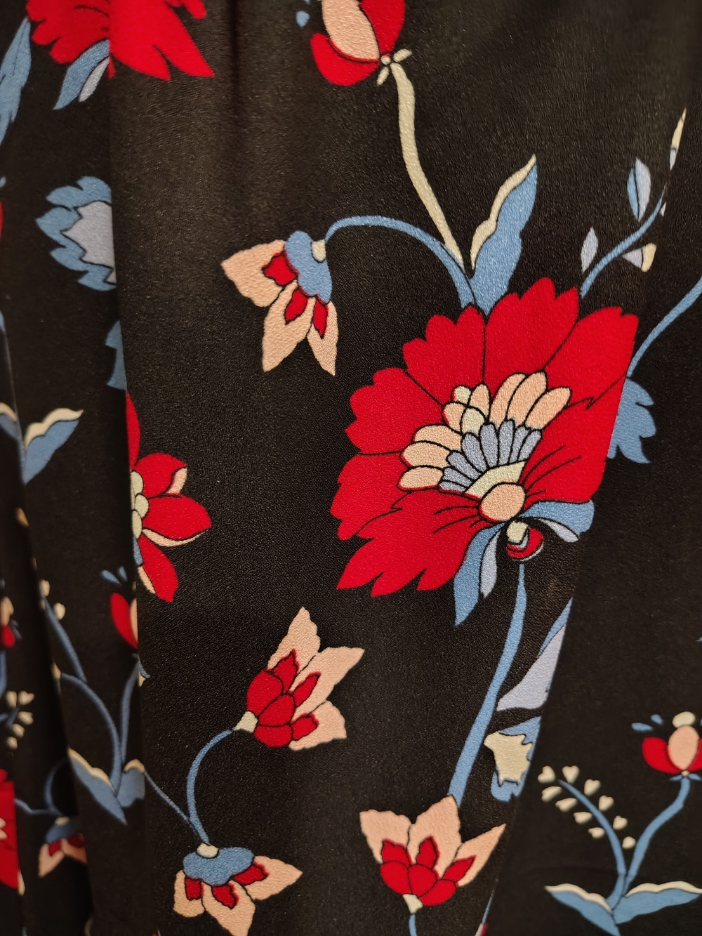 Talbots Black Midi Dress with Red & Blue Floral Print - Picture 9 of 16